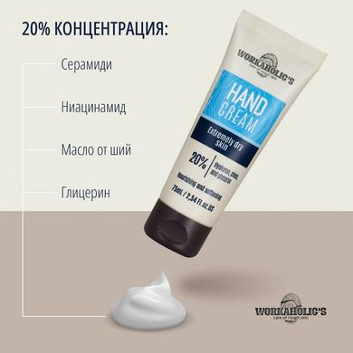Крем для рук для сухої грубої шкіри із 20% hyaluron Workaholic's Care Camco 75мл