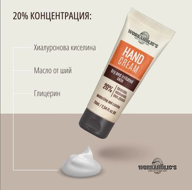 Крем для рук для сухої грубої шкіри з 20% церамідами та ніацинамідом Workaholic's Care Camco 75мл